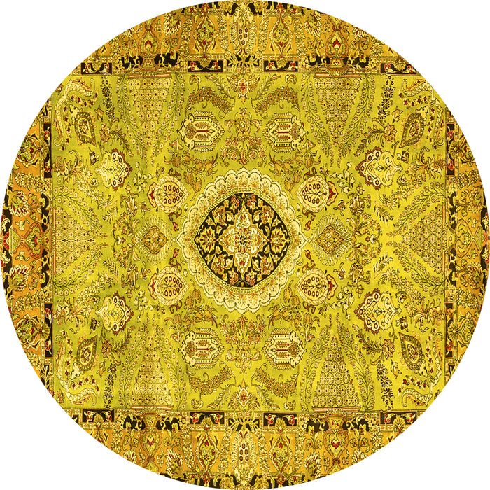 Round Persian Yellow Traditional Rug, tr2778yw