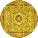 Round Persian Yellow Traditional Rug, tr2778yw