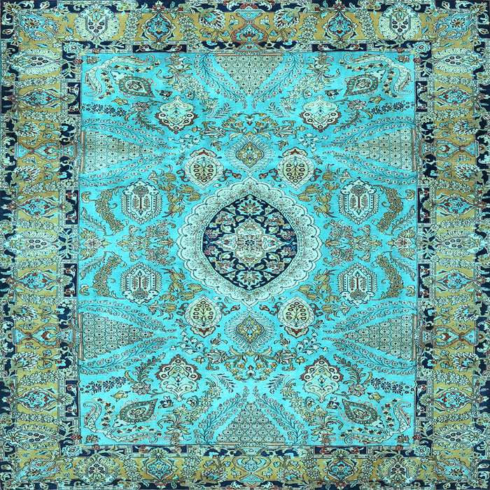 Square Machine Washable Persian Light Blue Traditional Rug, wshtr2778lblu