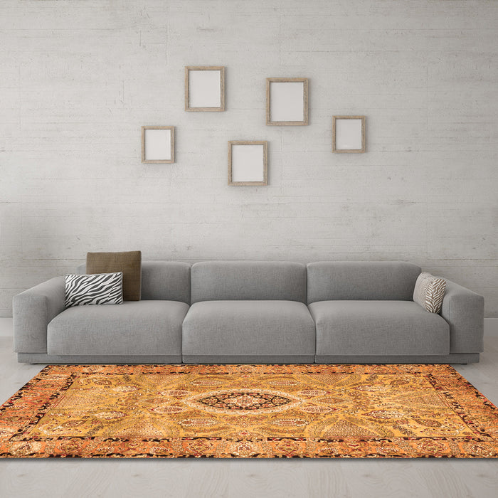 Machine Washable Persian Orange Traditional Area Rugs in a Living Room, wshtr2778org
