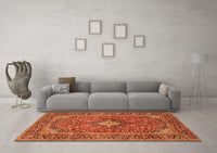 Machine Washable Persian Orange Traditional Rug, wshtr2779org