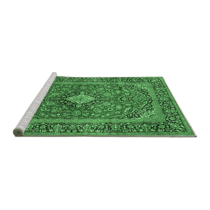 Sideview of Machine Washable Persian Emerald Green Traditional Area Rugs, wshtr2779emgrn