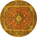 Round Machine Washable Persian Yellow Traditional Rug, wshtr2779yw