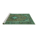 Sideview of Machine Washable Persian Turquoise Traditional Area Rugs, wshtr2779turq