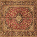 Square Machine Washable Persian Brown Traditional Rug, wshtr2779brn