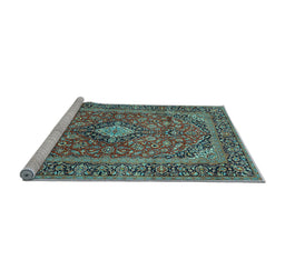 Sideview of Machine Washable Persian Light Blue Traditional Rug, wshtr2779lblu