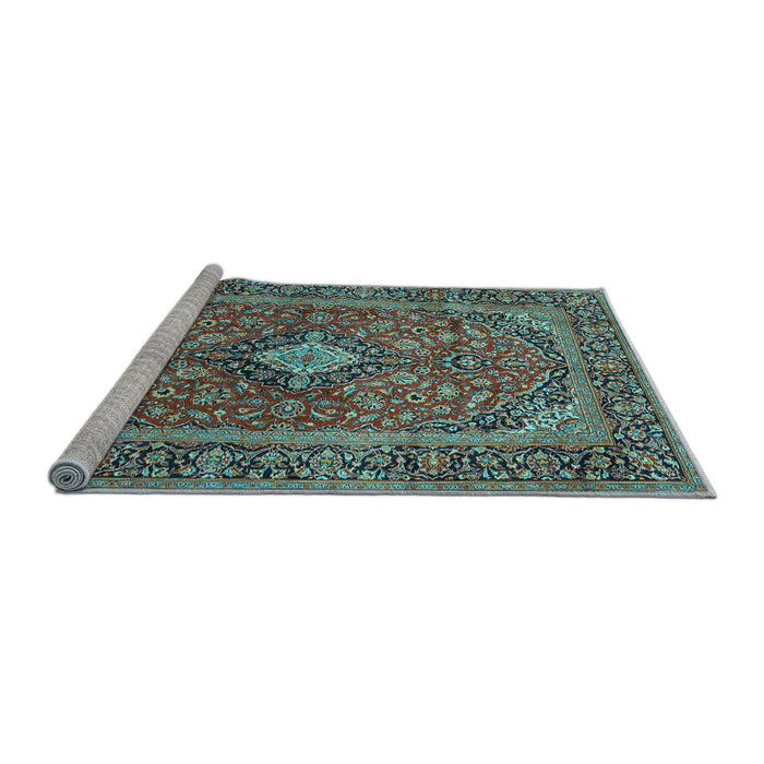 Sideview of Machine Washable Persian Light Blue Traditional Rug, wshtr2779lblu