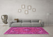 Machine Washable Persian Pink Traditional Rug in a Living Room, wshtr2779pnk