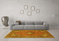 Machine Washable Persian Yellow Traditional Rug, wshtr2779yw