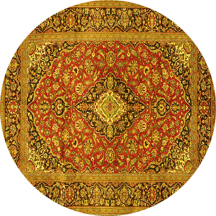 Round Persian Yellow Traditional Rug, tr2779yw