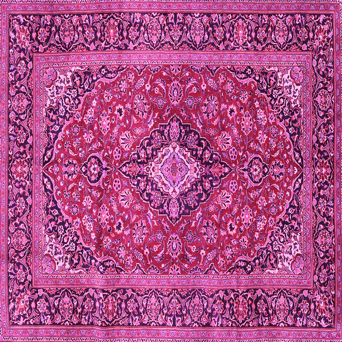 Square Machine Washable Persian Pink Traditional Rug, wshtr2779pnk