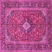 Square Machine Washable Persian Pink Traditional Rug, wshtr2779pnk