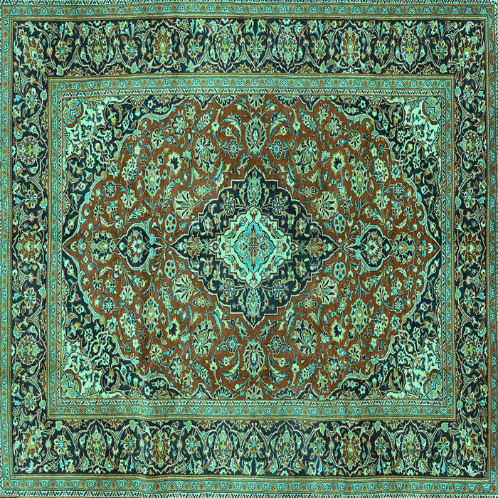 Square Persian Turquoise Traditional Rug, tr2779turq