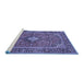 Sideview of Machine Washable Persian Blue Traditional Rug, wshtr2779blu