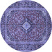 Round Machine Washable Persian Blue Traditional Rug, wshtr2779blu