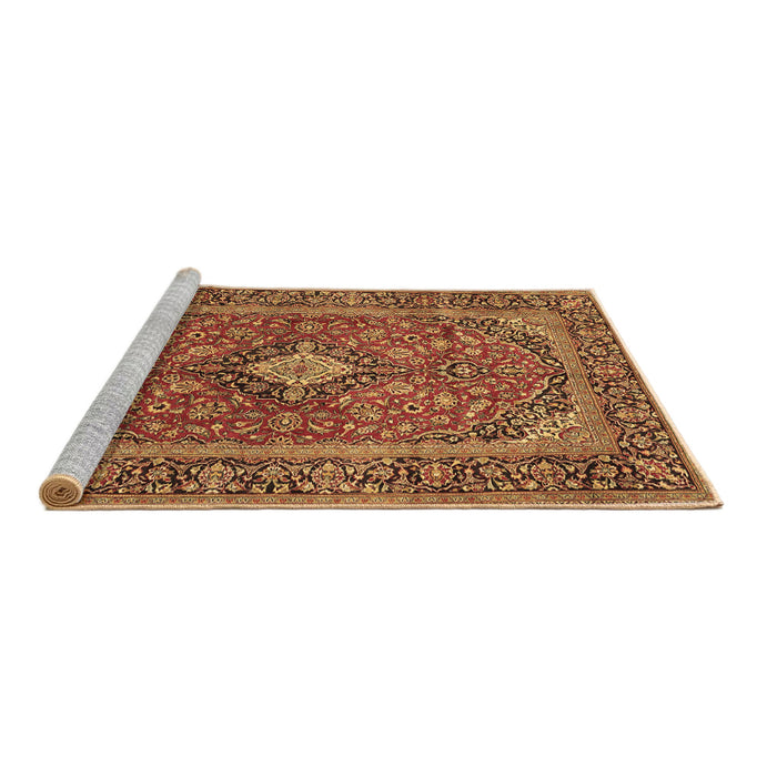Sideview of Machine Washable Persian Brown Traditional Rug, wshtr2779brn
