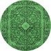 Round Persian Emerald Green Traditional Rug, tr2779emgrn