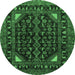 Round Machine Washable Persian Emerald Green Traditional Area Rugs, wshtr277emgrn