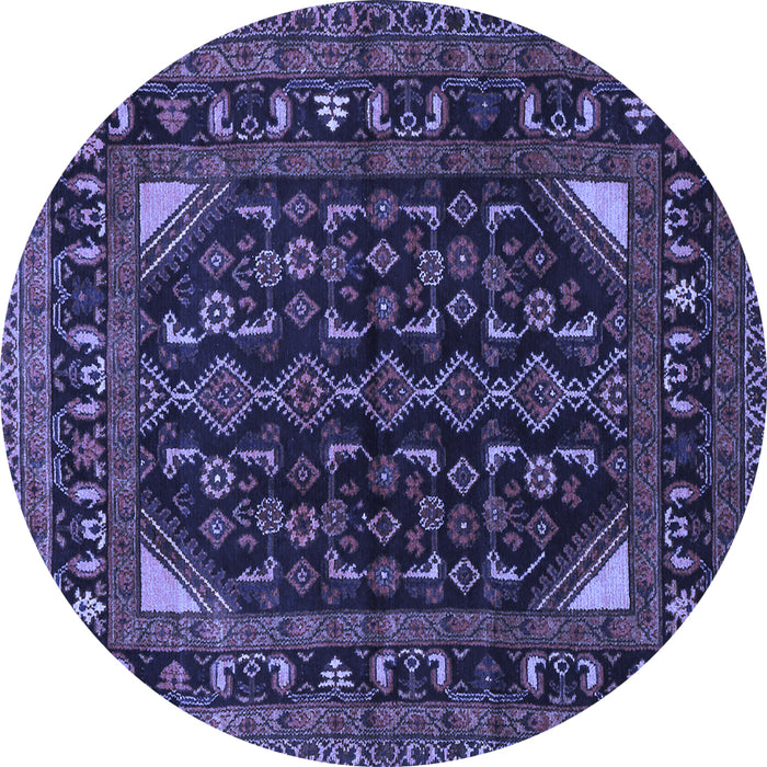 Round Machine Washable Persian Blue Traditional Rug, wshtr277blu