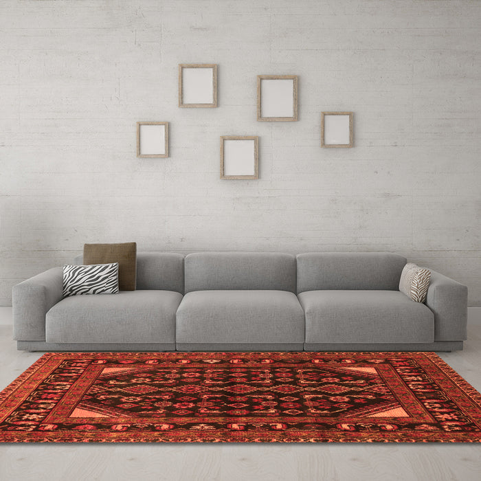 Machine Washable Persian Orange Traditional Area Rugs in a Living Room, wshtr277org