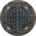 Round Machine Washable Persian Light Blue Traditional Rug, wshtr277lblu