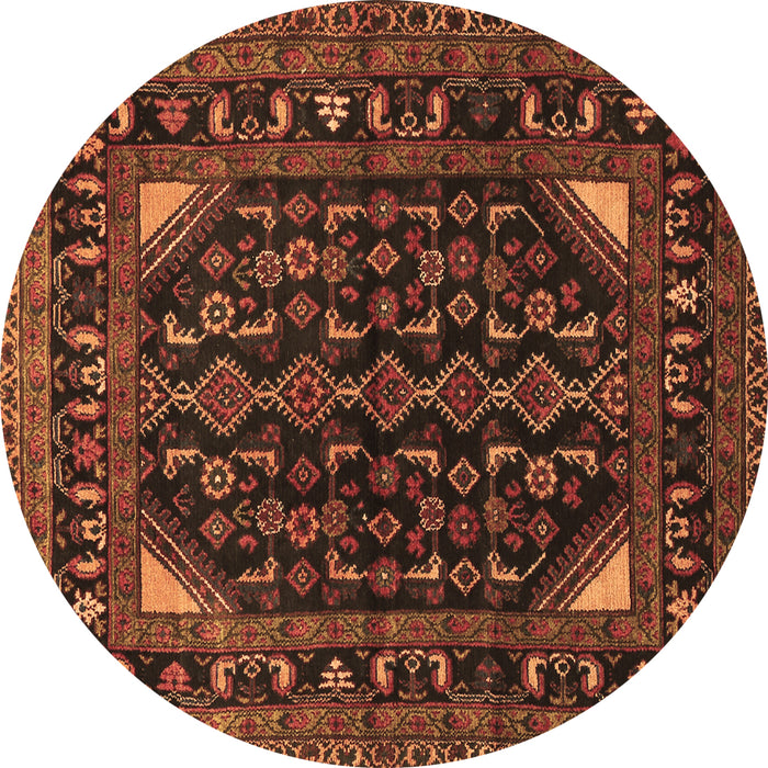 Round Persian Brown Traditional Rug, tr277brn