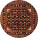 Round Persian Brown Traditional Rug, tr277brn