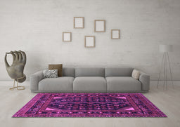 Machine Washable Persian Purple Traditional Area Rugs in a Living Room, wshtr277pur