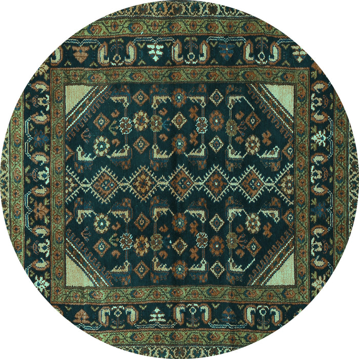 Round Machine Washable Persian Turquoise Traditional Area Rugs, wshtr277turq