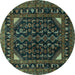 Round Machine Washable Persian Turquoise Traditional Area Rugs, wshtr277turq