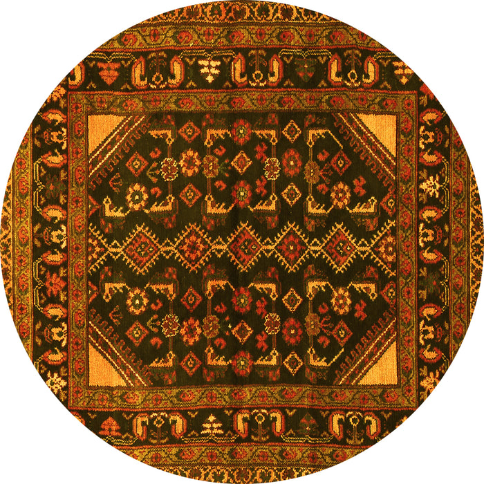 Round Persian Yellow Traditional Rug, tr277yw