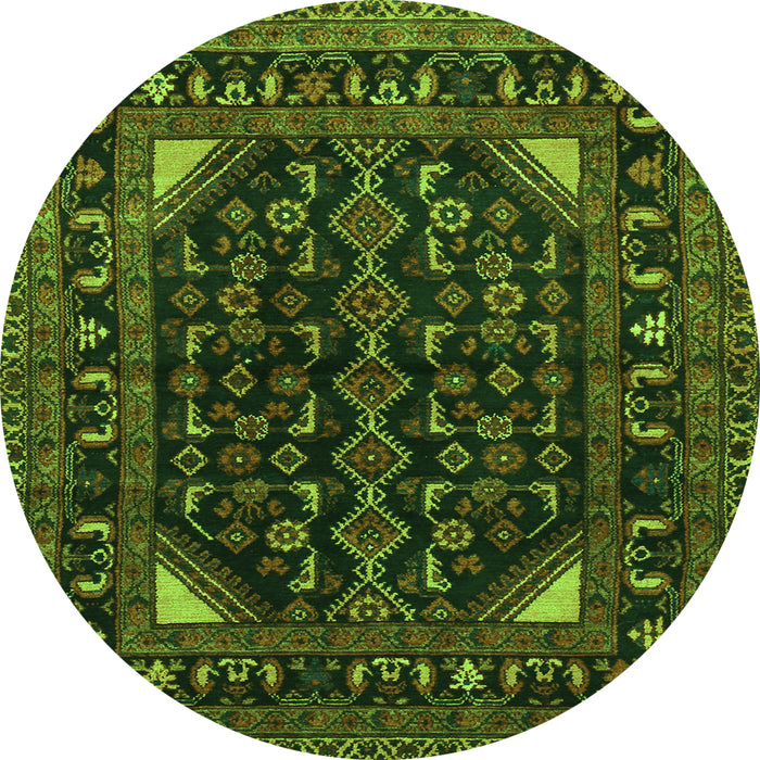 Square Persian Green Traditional Rug, tr277grn