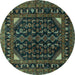 Round Persian Turquoise Traditional Rug, tr277turq