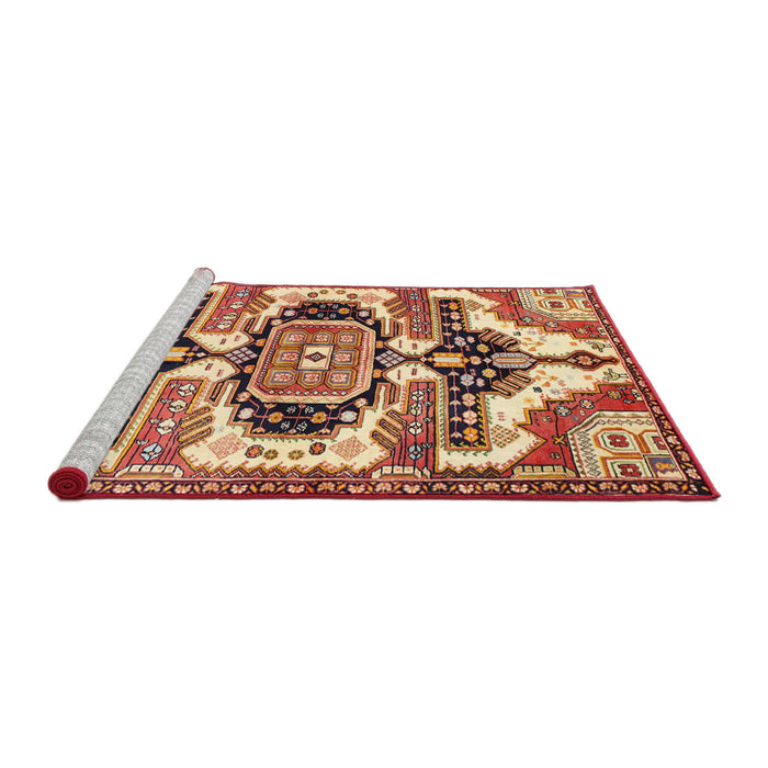 Sideview of Machine Washable Traditional Fire Brick Red Rug, wshtr278
