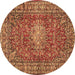 Round Persian Brown Traditional Rug, tr2780brn