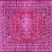 Square Machine Washable Persian Pink Traditional Rug, wshtr2780pnk