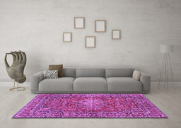 Machine Washable Persian Purple Traditional Area Rugs in a Living Room, wshtr2780pur