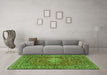 Machine Washable Persian Green Traditional Area Rugs in a Living Room,, wshtr2780grn