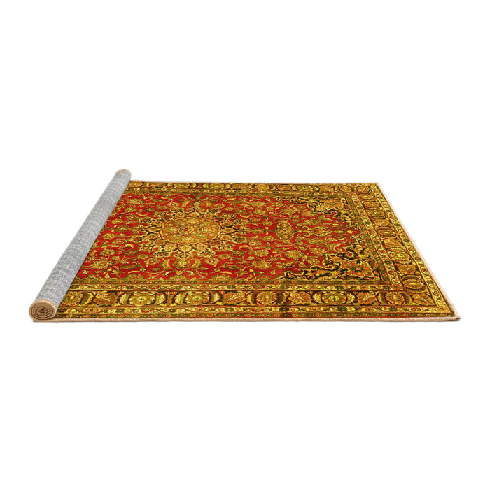 Sideview of Machine Washable Persian Yellow Traditional Rug, wshtr2780yw