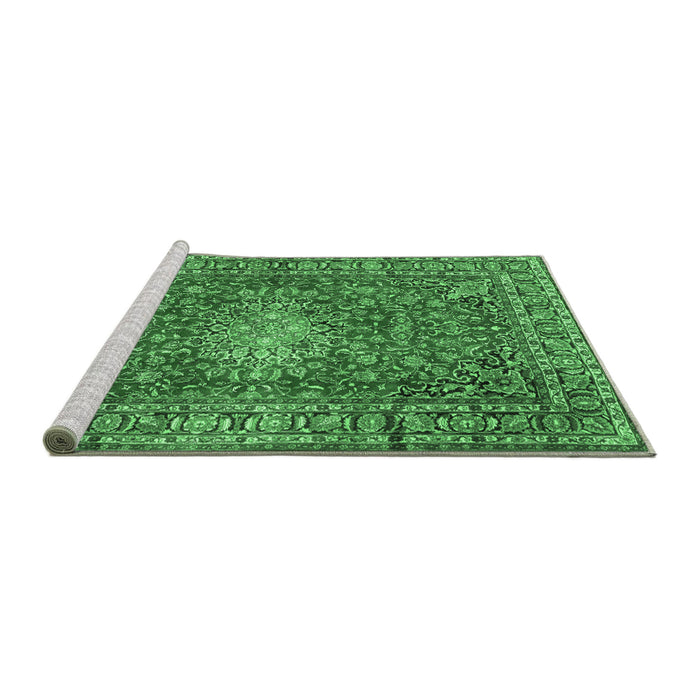 Sideview of Machine Washable Persian Emerald Green Traditional Area Rugs, wshtr2780emgrn