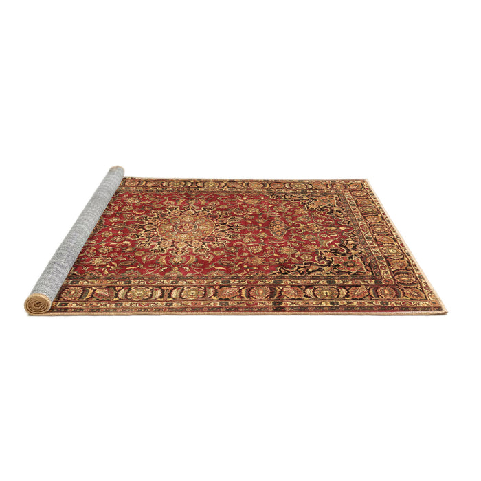 Sideview of Machine Washable Persian Brown Traditional Rug, wshtr2780brn