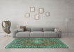 Machine Washable Persian Turquoise Traditional Area Rugs in a Living Room,, wshtr2780turq