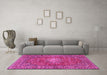 Machine Washable Persian Pink Traditional Rug in a Living Room, wshtr2780pnk