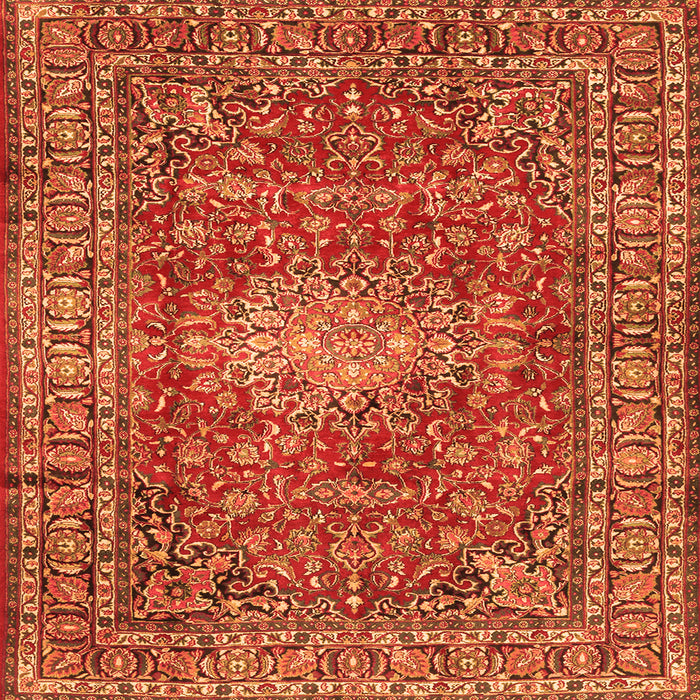 Round Machine Washable Persian Orange Traditional Area Rugs, wshtr2780org