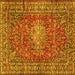 Square Machine Washable Persian Yellow Traditional Rug, wshtr2780yw