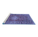 Sideview of Machine Washable Persian Blue Traditional Rug, wshtr2780blu