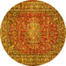 Round Persian Yellow Traditional Rug, tr2780yw