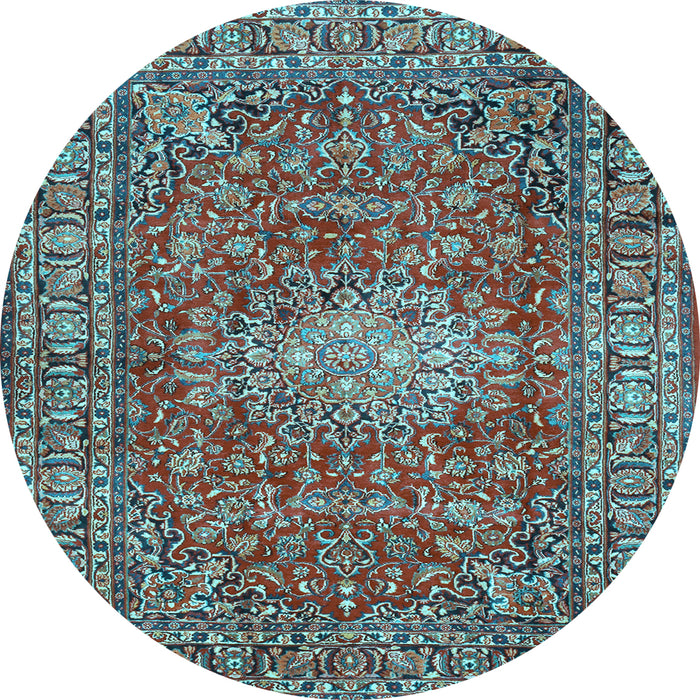 Round Machine Washable Persian Light Blue Traditional Rug, wshtr2780lblu