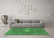 Machine Washable Persian Emerald Green Traditional Area Rugs in a Living Room,, wshtr2780emgrn