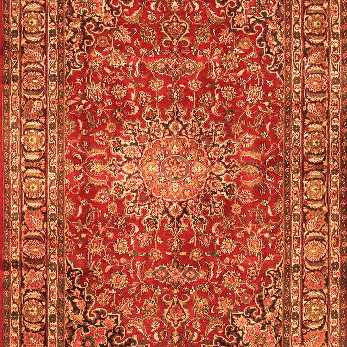 Serging Thickness of Machine Washable Persian Orange Traditional Area Rugs, wshtr2780org